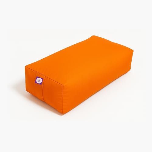 Yogikuti Cotton-Filled Rectangular Bolster for Iyengar Yoga- Cotton Pillow best for back support & Chest-opening in Restorative Poses, Meditation (Orange)