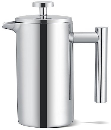 Cafetera de acero inoxidable de doble pared, tetera de prensa francesa con filtro, 350 ml, oficina y cafetería