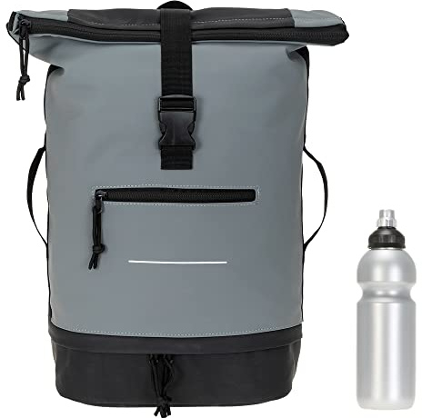 Elephant Kurier Rucksack Plane Time Bag COMP 12823 Bi Color Grau-Schwarz +f | Fahrradrucksack Kurierrucksack Roll Top Bodenfach DIN A4 mit Laptopfach