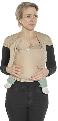 SCHMUSEWOLKE Flexi Erstlingstuch - Baby Tragetuch für Neugeborene und Babys - aus Baumwolle - bis 8 kg - Taupe