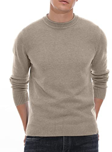 Sailwind Men's Jumpers Tops Winter Warm Knitted Crew Neck Jumper Long Sleeve Soft Cozy Mock Neck Knitwear Pullover Sweaters for Men (Khaki, XL)