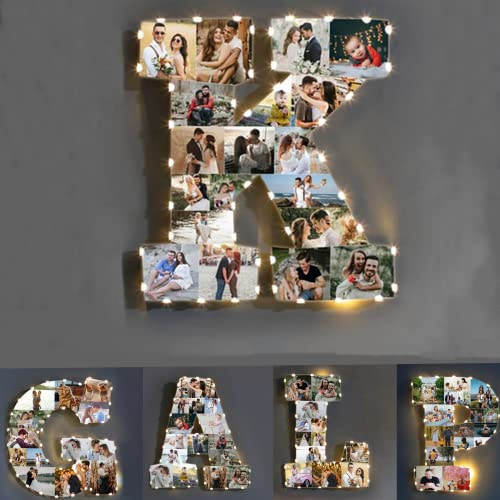 Benutzerdefinierte Nummern-Initialleuchte mit 1–20 Bildern personalisierte Buchstaben Foto-Lichter Alphabet in Wanddekoration für Paare Liebhaber Jahrestag Hochzeit Wand Zimmer Nachttischdekoration