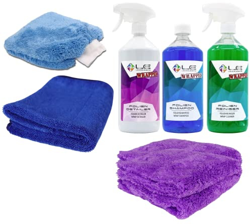ADVANTUSE Folienpflege Set Wrapped Folien Shampoo, Trockenwäsche und Versiegelung mit Zubehör für folierte Fahrzeuge