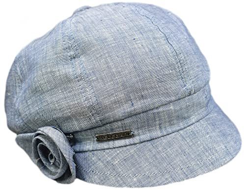 Melegari Mütze mit Visier 100% Leinen | Lucca | Baloon cap | Made in Italy | Frühling Sommer, hellblau, One size