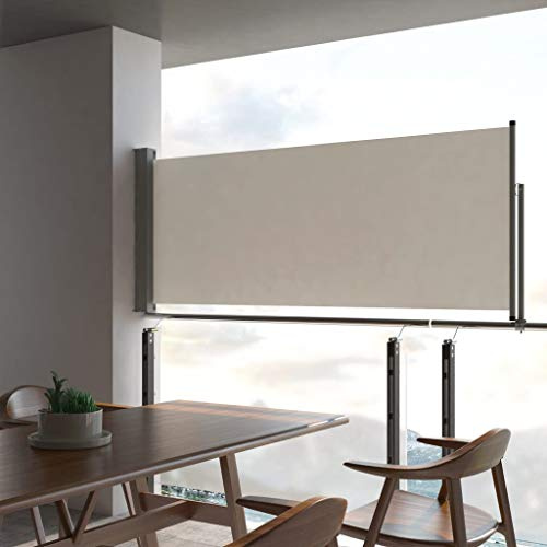 Annlera Ausziehbare Seitenmarkise 100x300 cm Creme Sichtschutz Ausziehbar Balkon Seitenmarkise Seiten Markise Aussen Sichtschutz Seitenmarkise für Balkon/Terrasse Beschattung & Privatsphäre Schutz