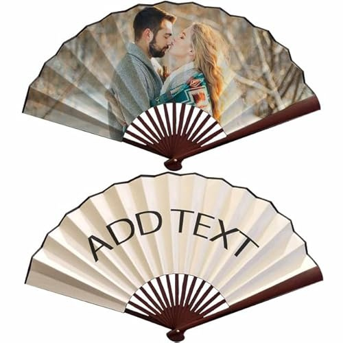 WERWAES Handfächer Personalisierte Fotos Fächer Hochzeit Handfächer Bambus Sommer Gastgeschenke zur Hochzeit der Originalität Personalisierte Geschenk