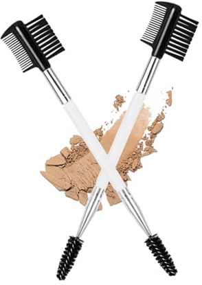 Ksvsonrvi 2-teilig Augenbraue Wimpern Pinsel 3 Kopf Wimpern Kamm Doppel Kopf Pinsel Make-up Grooming Tool Kosmetik (Weiß)