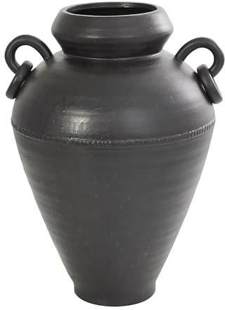 Deco 79 Ceramic Decorative Vase Amphora Centerpiece Vase with Speckled Texture and Ring Handles, Flower Vase for Home Decoration 10 x 11 x 15, Black