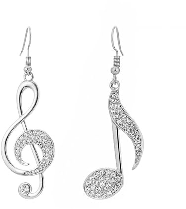Boucles d'oreilles pendantes délicates en forme de note de musique asymétrique, pendantes pour femmes et filles, cristal, zircone, clé de sol, goutte de musique, bijoux fantaisie, cadeaux,