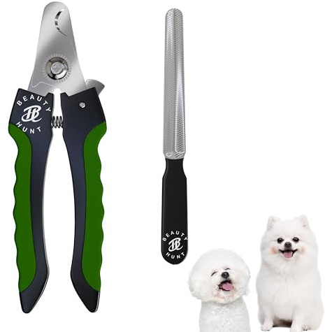 BeautyHunt Pet Nail Clippers and Nail File | Cat Puppy Claw Trimmer Cutter for Small Breeds with Safety Lock and Protective Guard 12cm