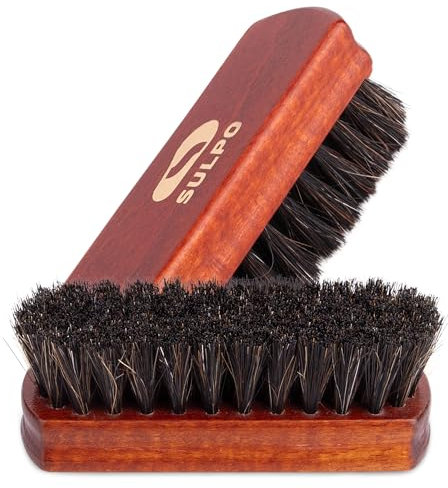 SULPO Schuhbürste Rosshaar Länge 12 Zentimeter - Schuhputzsets Schuhputzbürste Schuhbürsten Lederbürste putzen Schmutzbürste weiche Borsten schwarz Polierbürste - 2 Stück Set - Schuhpflege