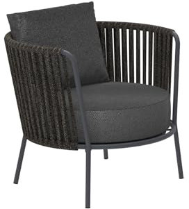 MONDO VIRO Niedriger Sessel aus Seil und Metall Daisy Rope Gartenstuhl Loungestuhl 74 x 74 cm 69h (Antikgrau - Anthrazit)