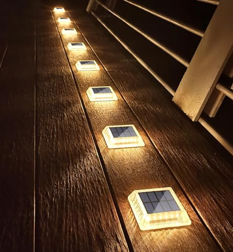 Lacasa Luci Solari Giardino, 8 Pezzi 30LM LED Lampada Solare da Esterno IP68 Impermeabile Luci per Sentieri Auto On/Off Luce Solare per Ponte Passo Percorso Vialetto Scale Cortile, Bianco Caldo 2700K
