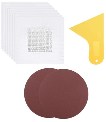 QUARKZMAN Trockenbau Reparaturset 2 x 2 Aluminium Wandreparatur-Patch Selbstklebendes Glasfasergewebe über verzinkter Platte mit Spachtel und Schleifpapier 13 Stück