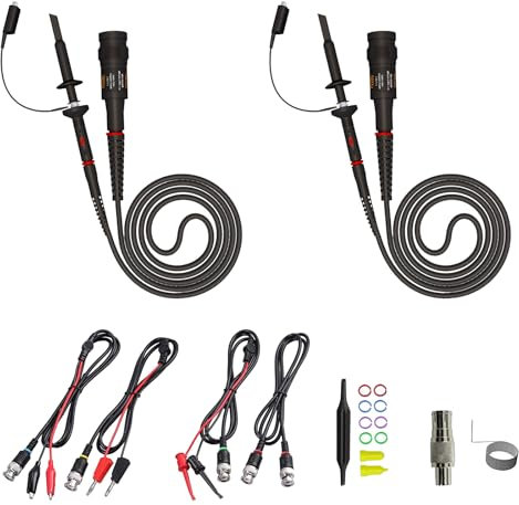 2 Packs Universal Oscilloscope Probe Kit 200MHz Oscilloscope Clip Probes with BNC to Minigrabber Test Lead Kit