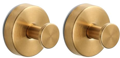 2 Stück Saugnapf Haken Edelstahl, Handtuchhalter Ohne Bohren, Saughaken, Handtuchhaken, Saugnäpfe, Haken Selbstklebend, Klebehaken Extra Stark, Kleiderhaken Wandhaken, für Bad Küche Büro (Gold)