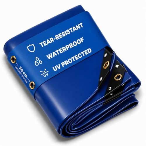 UMBRELLA® Abdeckplane 650 g/m² 3×4 m Blau Messing-Ösen wasserdicht UV-fest | Schwerlast & schimmelresistent, verschweißter Saum, verstärkte Ecken, Ösen alle 50 cm – für Holz, Garten, Dach, Bau & Pool