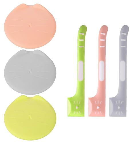 EOWVISN 3 Pieces Pet Can Spoons And 3 Pieces Fresh Lids, Pet Food Spoons, Pet Food Mixing Spoons, Pet Can Sealing Lids, Pet Supplies