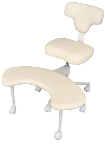 Makamsui Meditationsstuhl ADHS Bürostuhl Kreuzbein-Schreibtischstühle mit Rollen mit Lendenwirbelstütze und höhenverstellbar, Kniestuhl, Yoga-Schreibtischstühle für Erwachsene, Beige