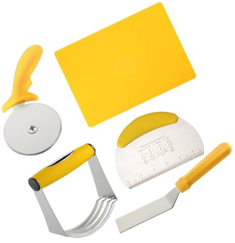 Generisch 5St Backset pizzaschneider pizza tools Pizzamesser Pizzawerkzeugkit Pizzaschaufel wenden Zubehör für die Pizzazubereitung Rad Backwerkzeuge Teighacker Rostfreier Stahl Yellow