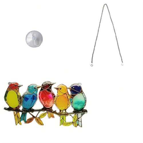 Generisch Vogel AnhäNger Aus,Fensterdeko HäNgend GanzjäHrig Suncatcher Fenster Acryl Sonnenfänger zum Aufhängen Gartendeko Für Fenster, Wohnzimmer,Wand,Frühlingsdeko (C)
