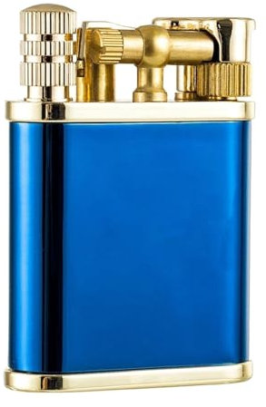 Briquet Vintage 2 en 1, Briquet à kérosène Rechargeable,Bras de Levage de Style Antique à Allumette permanente(Blue)