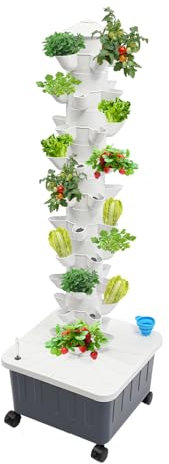 Sistema di coltivazione idroponica Tower Garden da 50 piante, kit di germinazione per vivaio Smart Garden da interno con pompa dell'acqua, kit di coltivazione idroponica per lattuga, peperoncini, verd