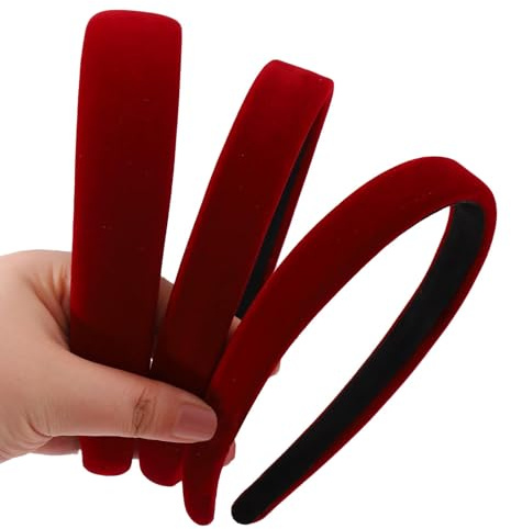 Haarreifen Damen Samt Breit, 3pcs Haarreifen Damen modern, Stirnbänder Breit, ModischerDamen Haarschmuck für Den Weg zur Arbeit und Partys(Rot)