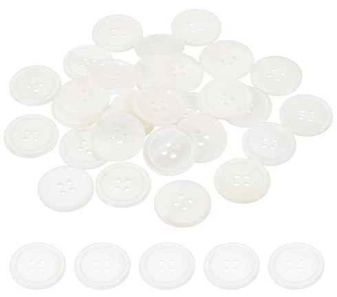 PATIKIL 30 Stück 20mm Perlmuttknöpfe Natürliche Perlmutt-Schalenknöpfe Weiß | 4 Löcher MOP, Zum Nähen Von Kleidung Mänteln Anzügen Hemden DIY Basteldekoration