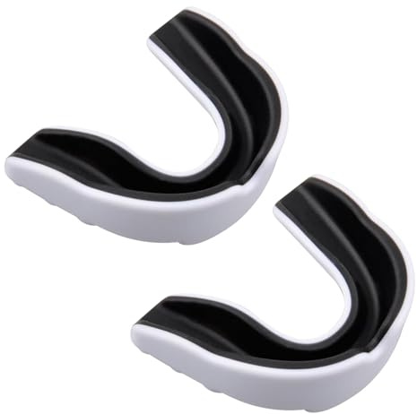 Sports Mouth Guard, Pack of 2 Sports Mouth Guards, Mouth Guards, Boxing for Rugby, Boxing, Martial Arts, Hockey, MMA, Taekwondo and More, Adults (Black White)