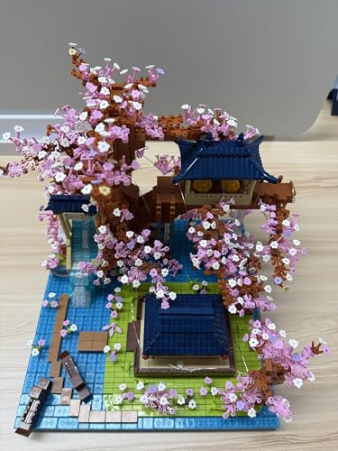 m zimoon Chinese Peach Blossom Spring Building Blocks Set, Cherry Blossom Bonsai Tree House Architecture Model Block Light-Up Kit, Sakura Tree Construction Toy Gifts for Kids Adults 3812 pieces