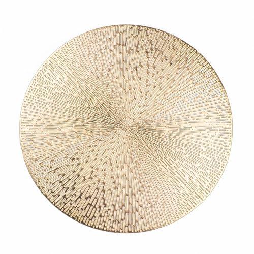 Snowkingdom Gold Placemats Round Set of 8, Gold Metallic Hollow Vinyl 15 Inch Round Placemat, Washable Wipeable Easy Clean Non Slip Stain Kitchen Dining Table Place Mats for Wedding Party Decoration