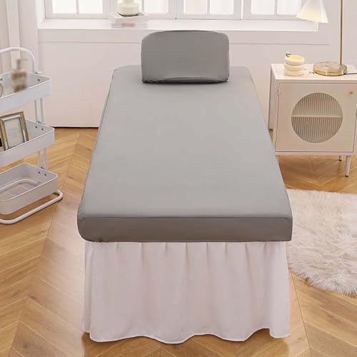 Wasserdicht Massagelaken, Ölresistenter Bezug für Massageliege, Waschbar Massageliege Überzug für Kosmetik-Tische und Therapie-Bänke Light grey 70x185cm