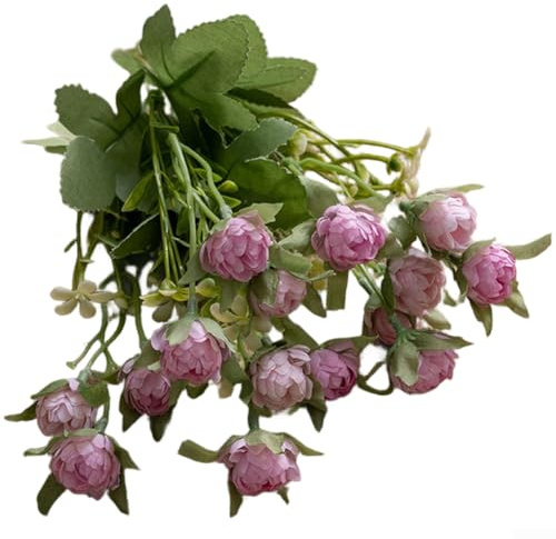 Flores artificiales de crisantemo para bodas y decoración del hogar, hechas de tela con diseño natural para una belleza duradera (rosa)