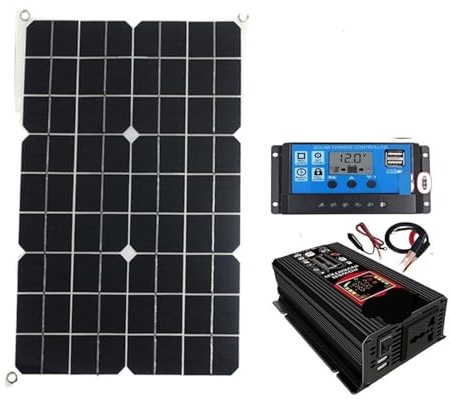 JOXLOVER Inversor de batería Solar 110-220, Panel Solar de 4000W/6000W, Controlador de 18W, Pantalla LED, batería de inversor Solar, Placa de Carga Inteligente(Yellow 6000W,12V_60HZ)