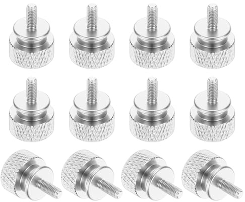 QUARKZMAN 12 Stück M3x7mm Rändel-Mutter Rändel-Schrauben für Computer-Gehäuse Hand-Anziehdübel aus Aluminiumlegierung für PC-Gehäuse, Silber