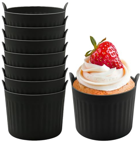 8 Pièces 6.5 cm Moule Silicone Air Fryer, Réutilisable Moule Gateau Air Fryer, Antiadhésif Moule Muffin Air Fryer, Ramequin Silicone Air Fryer, Moule Cupcake Silicone pour Crêpes, Gâteaux, œufs