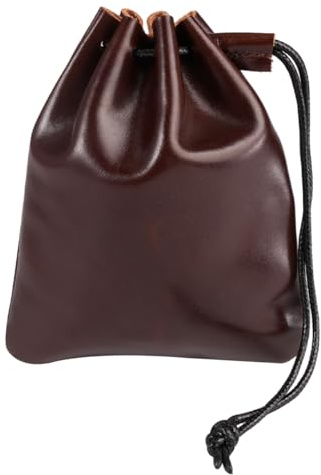 Bolsa de Cuero con Cordón, Bolsa de Cuero con Cordón para Guardar Joyas | 14,5 x 12,5 cm, Diseño con Cordóns, Impermeable Estilo Vintage para Guardar Monedas Joyas para Guardars Joya, Monedas