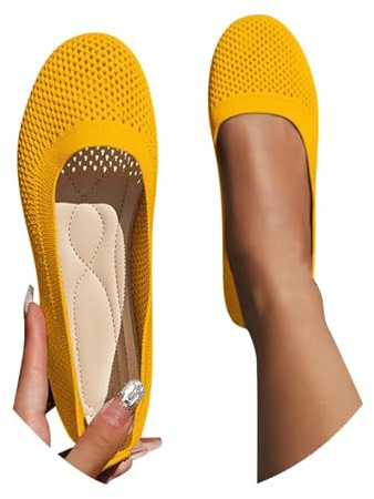 Ballerines Respirantes pour Femmes avec Semelle amortissante, Chaussures Plates élégantes à Enfiler pour la Danse et Les activités Sportives, Tige en Mesh léger et laçage Ajustable, parfaites pour