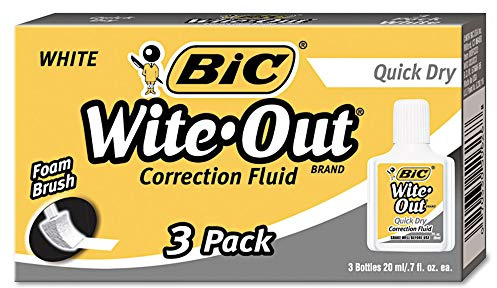 Wite-Out Quick Dry Correction Fluid, 20 ml Bottle, White, 3/Pack