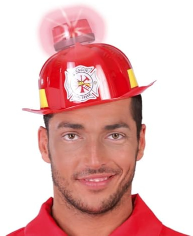 shoperama Feuerwehr-Helm mit Sirene Blinklicht und Ton Partyzubehör JGA Party Junggesellenabschied Kostüm-Zubehör