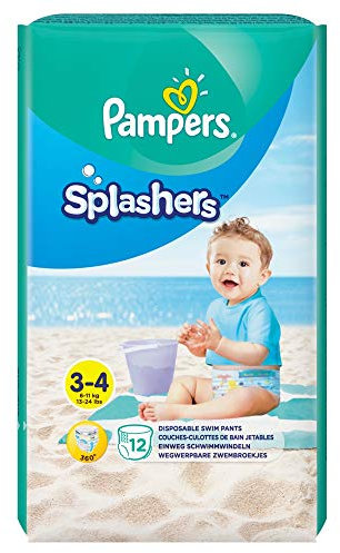 Pampers - Pannolini usa e getta Splash, taglia 3-4 (6-11 kg) per una protezione ottimale in acqua, 12 strati