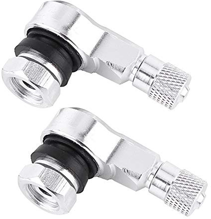 2pcs 11.3mm Rad-Reifen-Ventil-Stamm-Kappen, Universalmotorrad-Aluminiumlegierung 90 Grad(Silber)