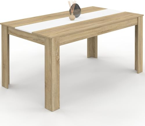 IDMarket - Table à Manger Rectangle Georgia 8 Personnes 160 x 80 cm | Imitation hêtre et blanc