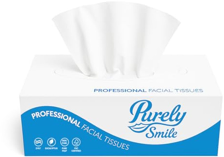 Blake & White 2-Ply Facial Tissues Box Multipack- Purely Smile Soft and Luxurious 100 Sheets Per Box Face Tissues-Extra Absorbent Facial Tissue for Cleaning Spills - ideal Home and Office - 36 Pack
