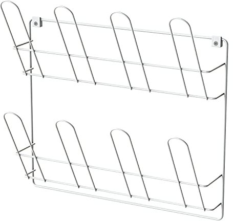 LM 322/2 Schuhregal Weiß schmal hängend, Wand und Tür Organizer für Schuhe, Ordnungssystem Kleiderschrank, Schuhaufbewahrung platzsparend aus Metall, 42cm breit, Weiß