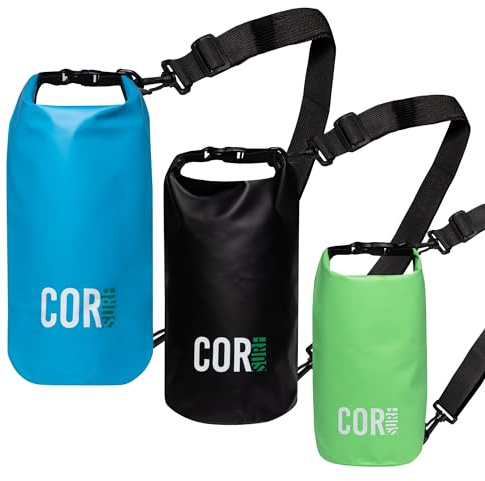 COR Surf Bolsa de Surf Impermeable e insumergible - La Bolsa Enrollable Mantiene el Equipo seco para piragüismo, Rafting, Vela, natación, Pesca, Senderismo, Camping o IR a la Playa - 3L | 5L | 10L