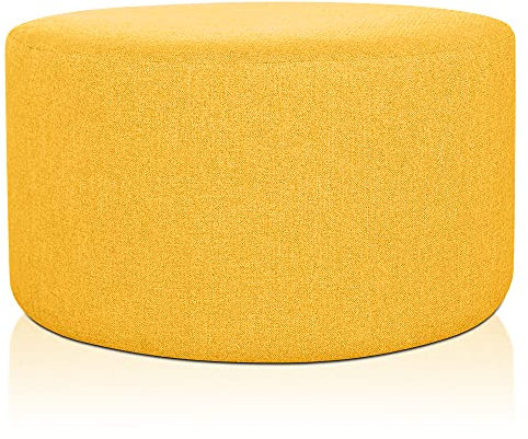 DESHOME Sitzsack Fußhocker Ø 80 cm Handwerk Made in Italy Großer Hocker für Sofa Wohnzimmer Schlafzimmer - Puff Venus gelb