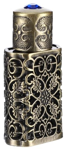 OSALADI 3Ml Refillable Perfume Oil Bottle Hollow Flower Engraving Metal Essential Oil Spray Container Leak-Proof Travel Cosmetic Atomizer