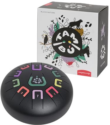TAMBÚ Trommel, Stahlzunge Trommel, 8 Zoll, 11 Noten, Handpan, Metall-Perkussionsinstrument (Schwarz Matt)